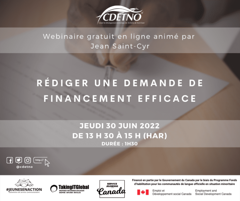 Webinaire : Rédiger une demande de financement efficace